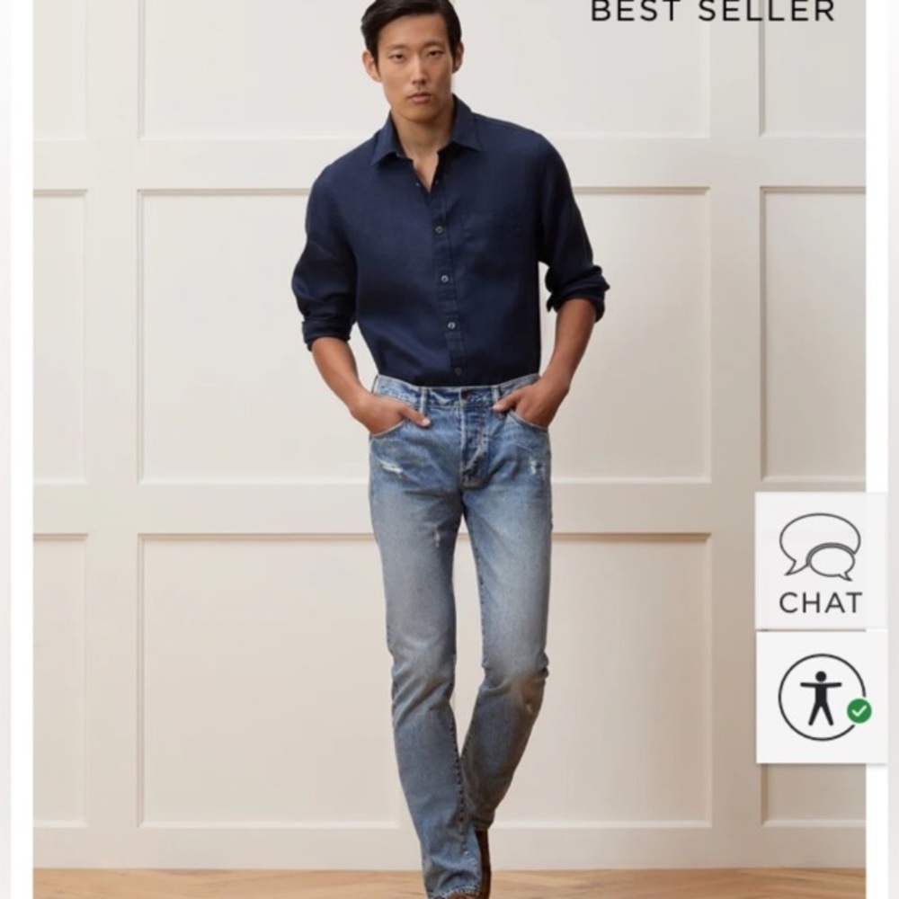 Todd Snyder Slim Selvedge Japanese Button Fly Jean in Destroyed Wash 30x32